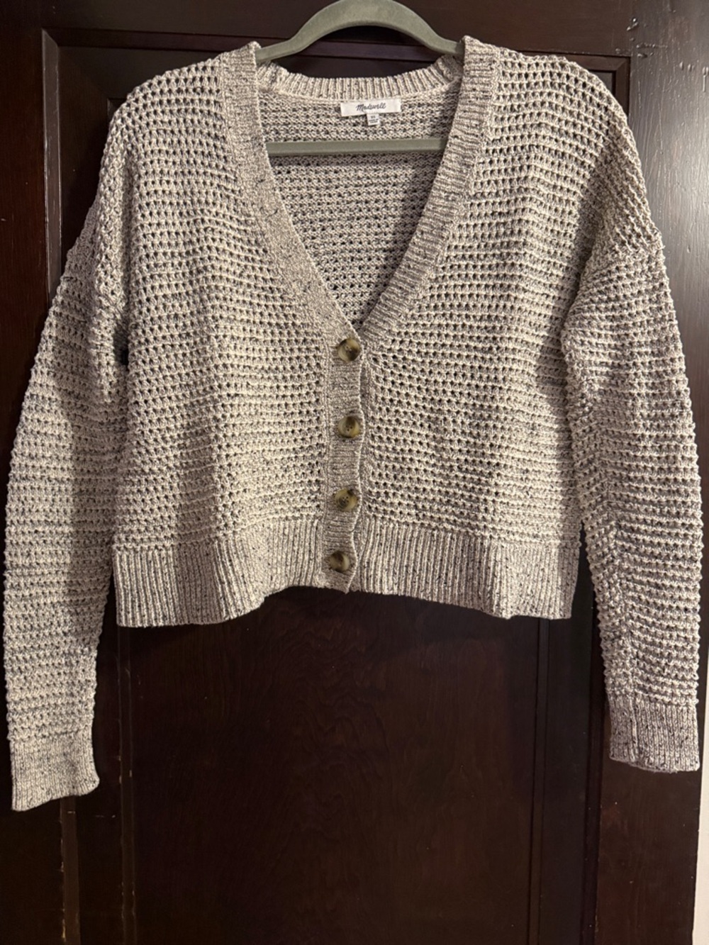 NWOT Madewell Cream Chunky V-Neck Button Cardigan Sweater